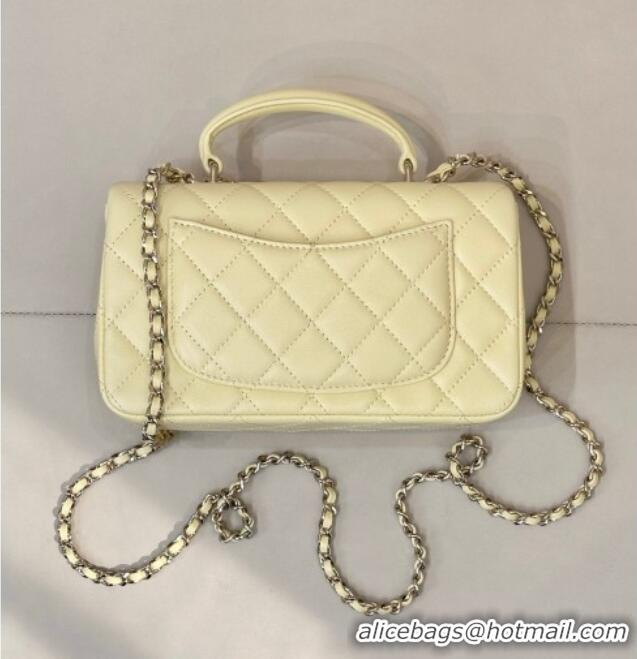 Top Quality Chanel Lambskin Leather Mini Classic Flap Handbag With Top Handle and Bow Charm AS2431 Yellow 2026