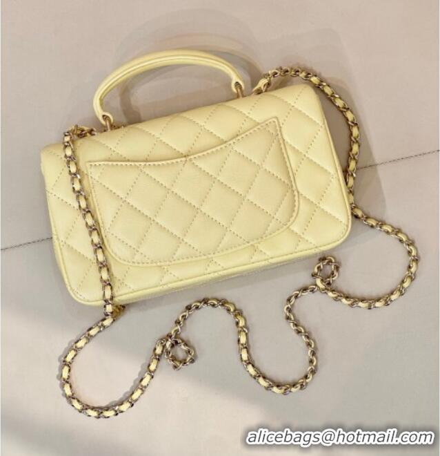 Top Quality Chanel Lambskin Leather Mini Classic Flap Handbag With Top Handle and Bow Charm AS2431 Yellow 2026