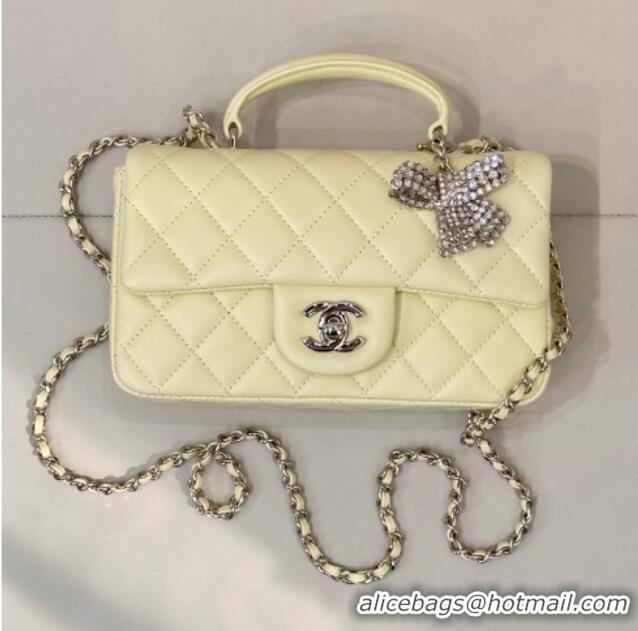 Top Quality Chanel Lambskin Leather Mini Classic Flap Handbag With Top Handle and Bow Charm AS2431 Yellow 2026