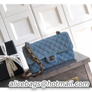 Promotional Chanel Quilted Denim & Turtoise-Shell Effect Medium Classic Flap Bag A01112 Light Blue 2026