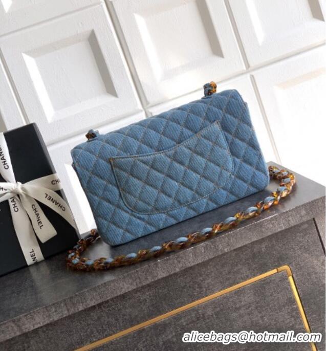 Promotional Chanel Quilted Denim & Turtoise-Shell Effect Medium Classic Flap Bag A01112 Light Blue 2026