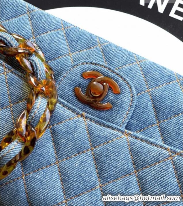 Promotional Chanel Quilted Denim & Turtoise-Shell Effect Medium Classic Flap Bag A01112 Light Blue 2026