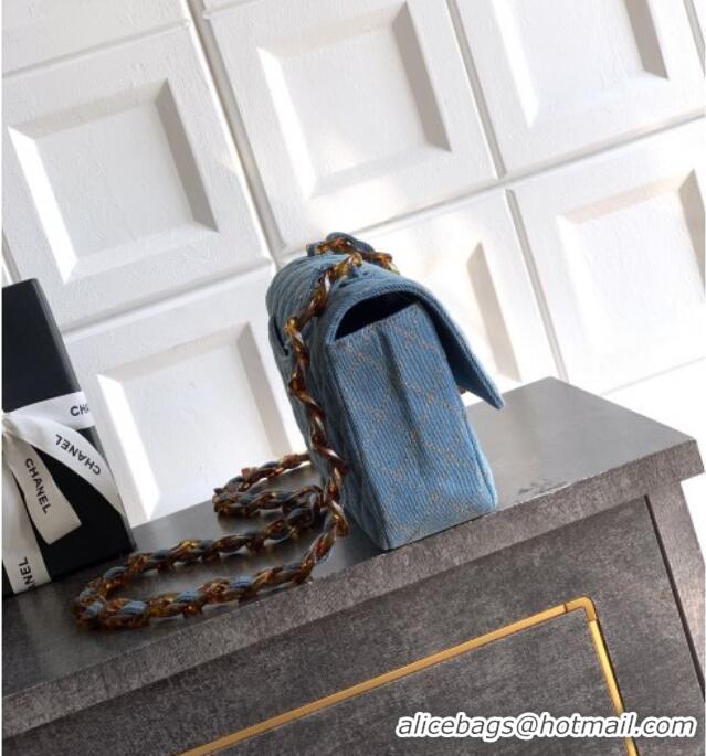 Promotional Chanel Quilted Denim & Turtoise-Shell Effect Medium Classic Flap Bag A01112 Light Blue 2026