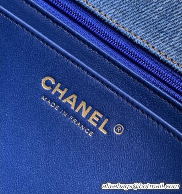 Promotional Chanel Quilted Denim & Turtoise-Shell Effect Medium Classic Flap Bag A01112 Light Blue 2026