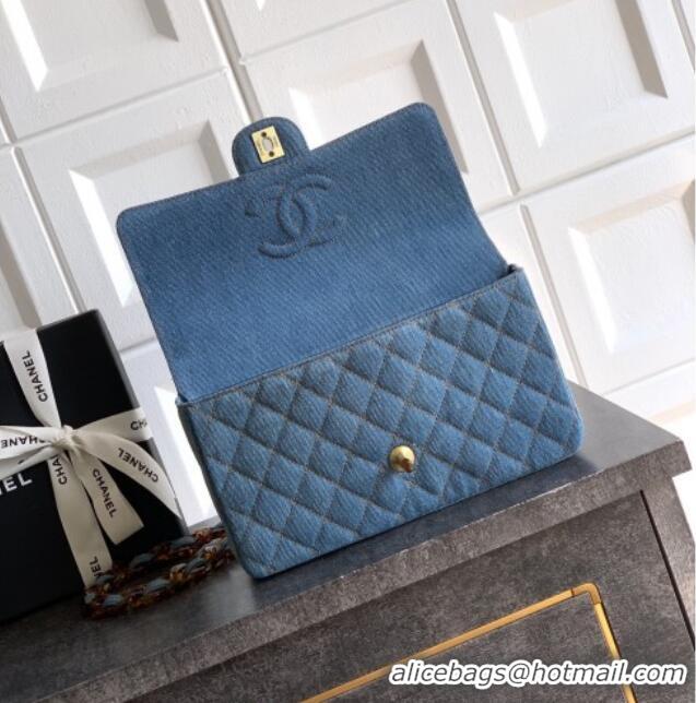 Promotional Chanel Quilted Denim & Turtoise-Shell Effect Medium Classic Flap Bag A01112 Light Blue 2026