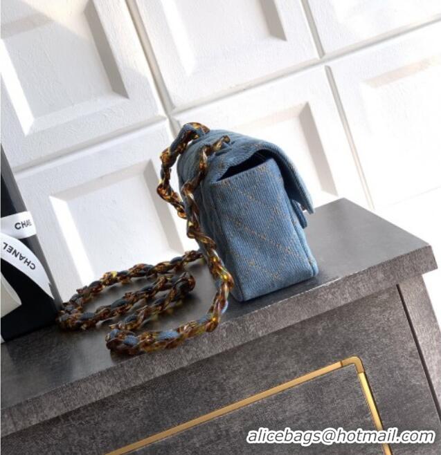 Top Quality Chanel Quilted Denim & Turtoise-Shell Effect Mini Classic Flap Bag A01116 Light Blue 2026