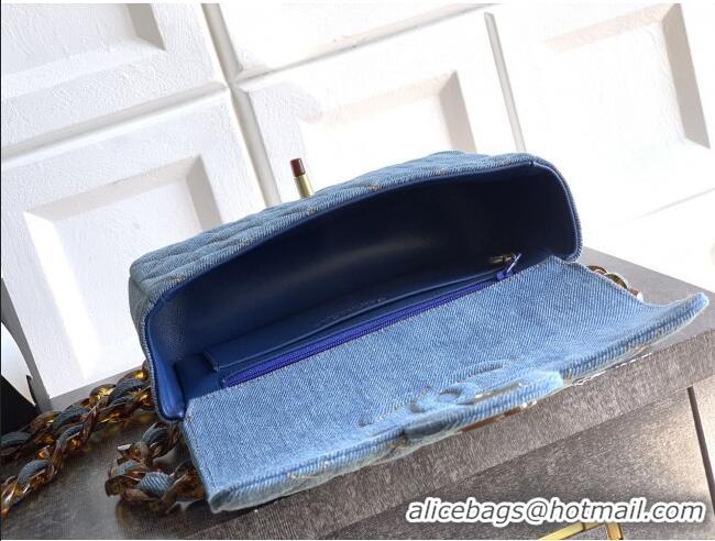 Top Quality Chanel Quilted Denim & Turtoise-Shell Effect Mini Classic Flap Bag A01116 Light Blue 2026