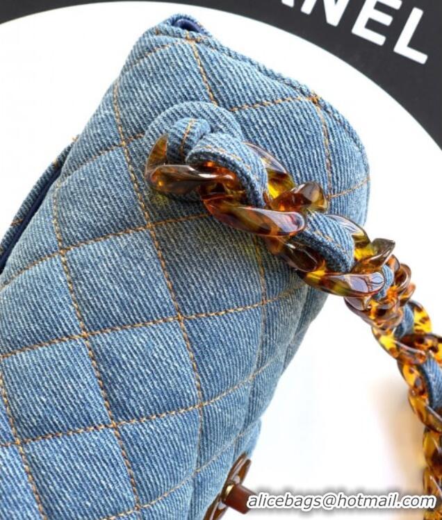 Top Quality Chanel Quilted Denim & Turtoise-Shell Effect Mini Classic Flap Bag A01116 Light Blue 2026