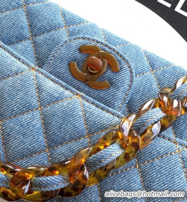 Top Quality Chanel Quilted Denim & Turtoise-Shell Effect Mini Classic Flap Bag A01116 Light Blue 2026