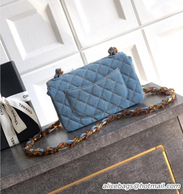 Top Quality Chanel Quilted Denim & Turtoise-Shell Effect Mini Classic Flap Bag A01116 Light Blue 2026