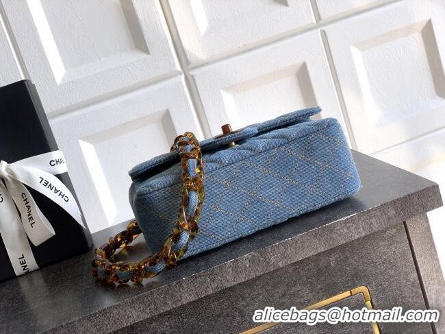 Top Quality Chanel Quilted Denim & Turtoise-Shell Effect Mini Classic Flap Bag A01116 Light Blue 2026