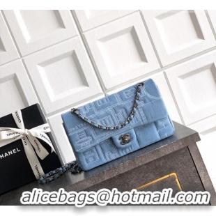 Grade Design Chanel Embroidered Denim Medium Classic Flap Bag A01112 Light Blue 2026