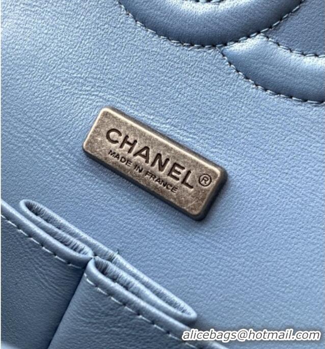Grade Design Chanel Embroidered Denim Medium Classic Flap Bag A01112 Light Blue 2026