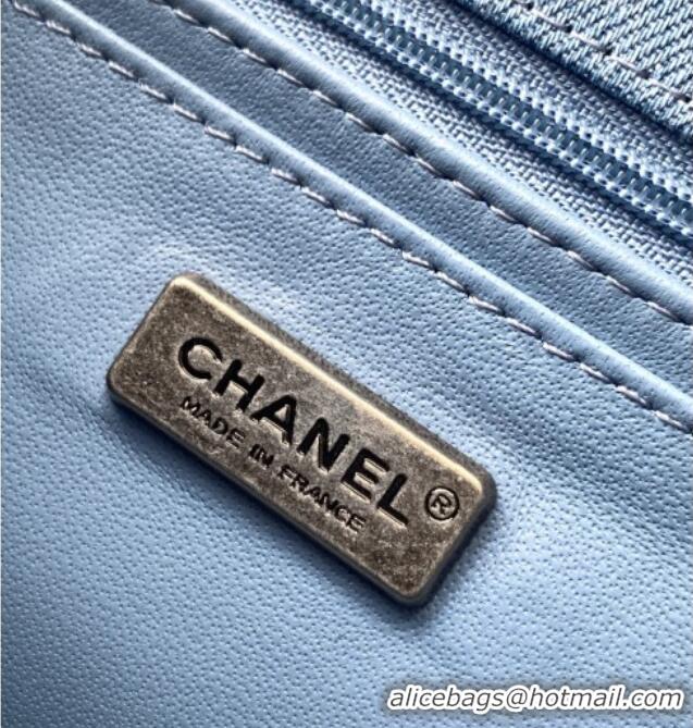 Top Grade Chanel Embroidered Denim Mini Classic Flap Bag A01116 Light Blue 2026