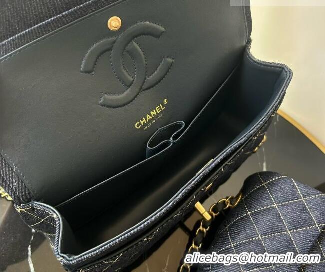 Good Taste Chanel Quilted Denim Medium Classic Flap Bag A01112 Dark Blue 2026