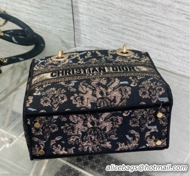 Best Price Dior Medium Lady D-Lite Bag in Embroidery Black/Gold/Blue 0126060 2026