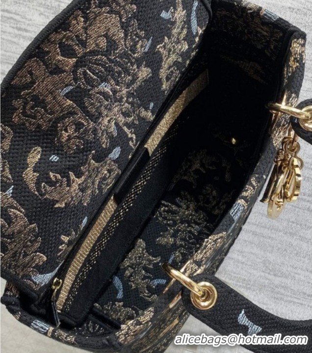 Best Price Dior Medium Lady D-Lite Bag in Embroidery Black/Gold/Blue 0126060 2026