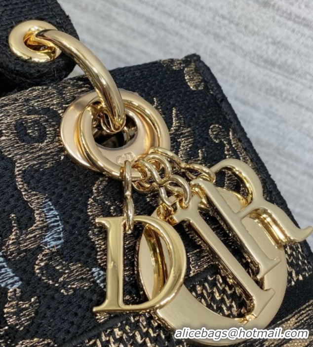 Best Price Dior Medium Lady D-Lite Bag in Embroidery Black/Gold/Blue 0126060 2026