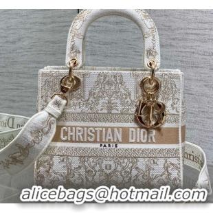 Low Cost Dior Medium Lady D-Lite Bag in Latte White and Gold-Tone Dioresque Stella Cornely Embroidery 0126061 2026