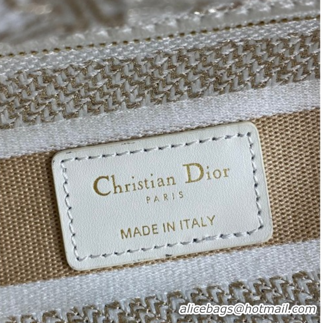Low Cost Dior Medium Lady D-Lite Bag in Latte White and Gold-Tone Dioresque Stella Cornely Embroidery 0126061 2026