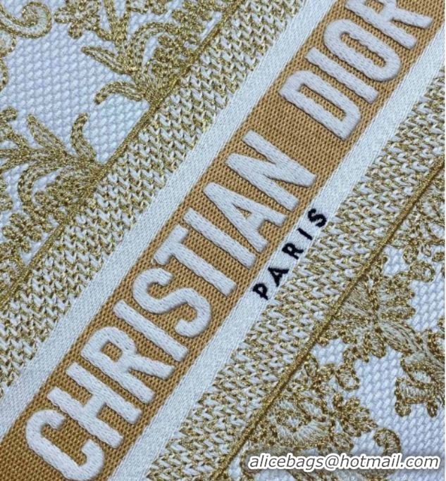 Unique Style Dior Medium Lady D-Lite Bag in Latte White and Gold-Tone Dioresque Butterfly Cornely Embroidery 0126062 202