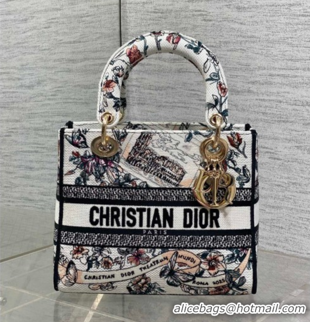 Good Quality Dior Medium Lady D-Lite Bag in Pink Souvenir de Rome Embroidery 0126064 2026