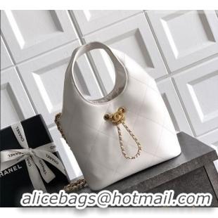 Top Quality Chanel Calfskin Leather Small Shopping Bag AS6132 White 2026