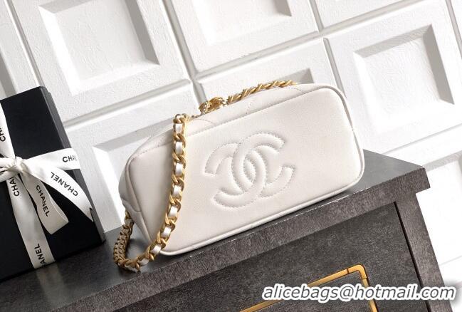 Top Quality Chanel Calfskin Leather Small Shopping Bag AS6132 White 2026