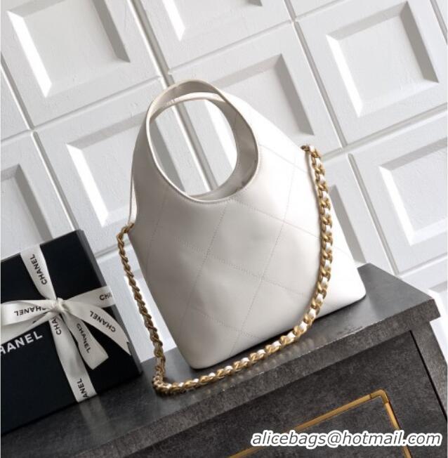 Top Quality Chanel Calfskin Leather Small Shopping Bag AS6132 White 2026