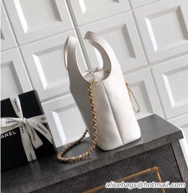 Top Quality Chanel Calfskin Leather Small Shopping Bag AS6132 White 2026