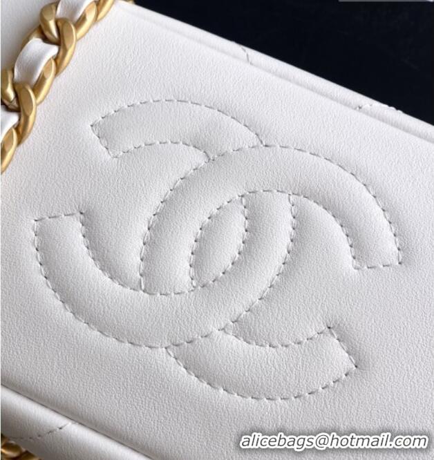 Top Quality Chanel Calfskin Leather Small Shopping Bag AS6132 White 2026
