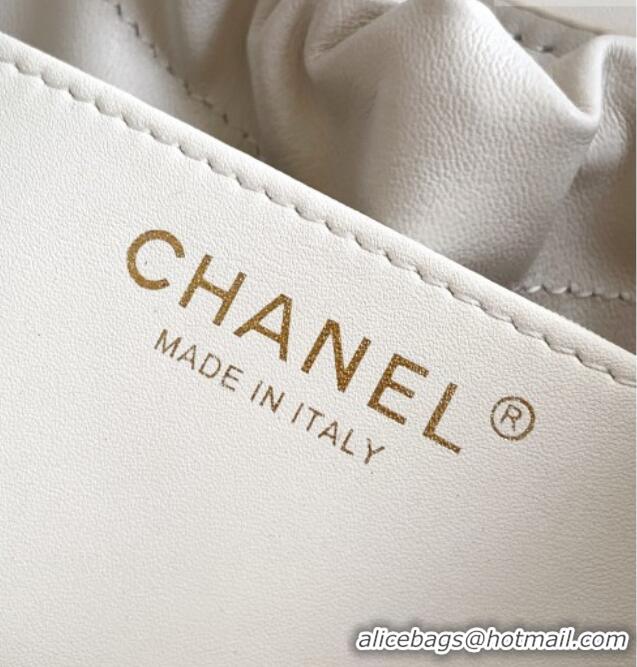 Top Quality Chanel Calfskin Leather Small Shopping Bag AS6132 White 2026
