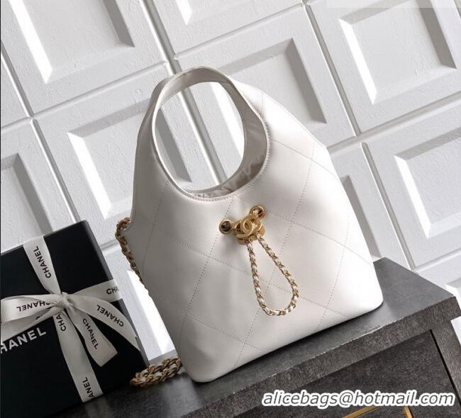 Top Quality Chanel Calfskin Leather Small Shopping Bag AS6132 White 2026