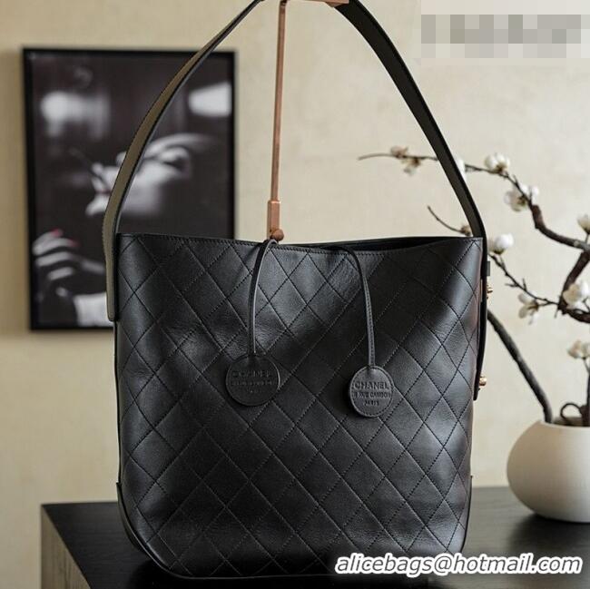 Best Quality Chanel Calfskin Leather Shopping Bag CH020402 Black 2026