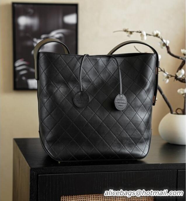 Best Quality Chanel Calfskin Leather Shopping Bag CH020402 Black 2026