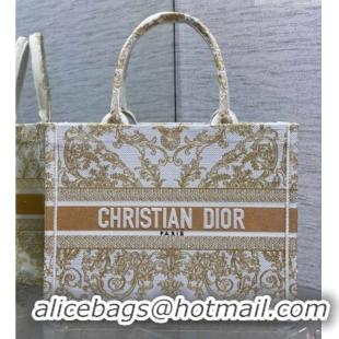 Best Grade Dior Medium Book Tote Bag in Latte White and Gold-Tone Dioresque Butterfly Cornely Embroidery 0126068 2026
