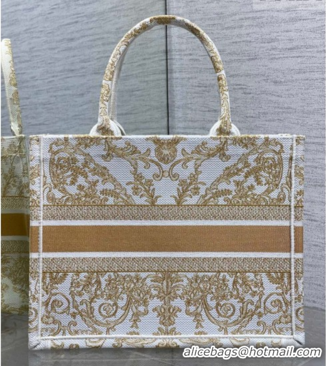 Best Grade Dior Medium Book Tote Bag in Latte White and Gold-Tone Dioresque Butterfly Cornely Embroidery 0126068 2026