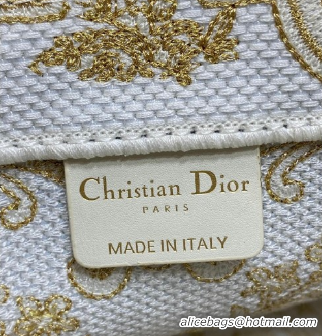 Best Grade Dior Medium Book Tote Bag in Latte White and Gold-Tone Dioresque Butterfly Cornely Embroidery 0126068 2026