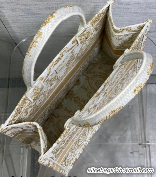 Best Grade Dior Medium Book Tote Bag in Latte White and Gold-Tone Dioresque Butterfly Cornely Embroidery 0126068 2026