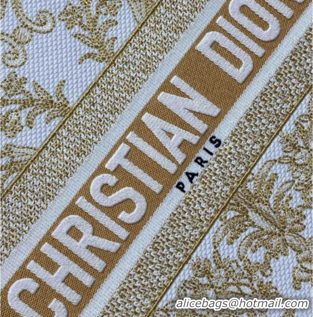 Best Grade Dior Medium Book Tote Bag in Latte White and Gold-Tone Dioresque Butterfly Cornely Embroidery 0126068 2026