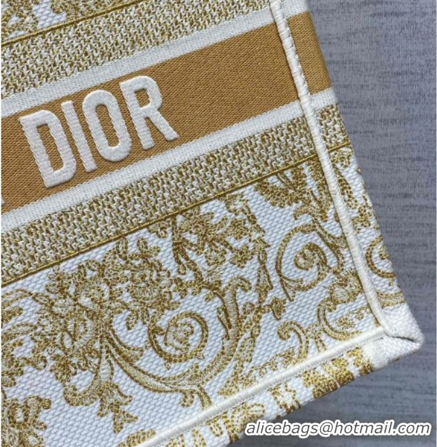 Best Grade Dior Medium Book Tote Bag in Latte White and Gold-Tone Dioresque Butterfly Cornely Embroidery 0126068 2026