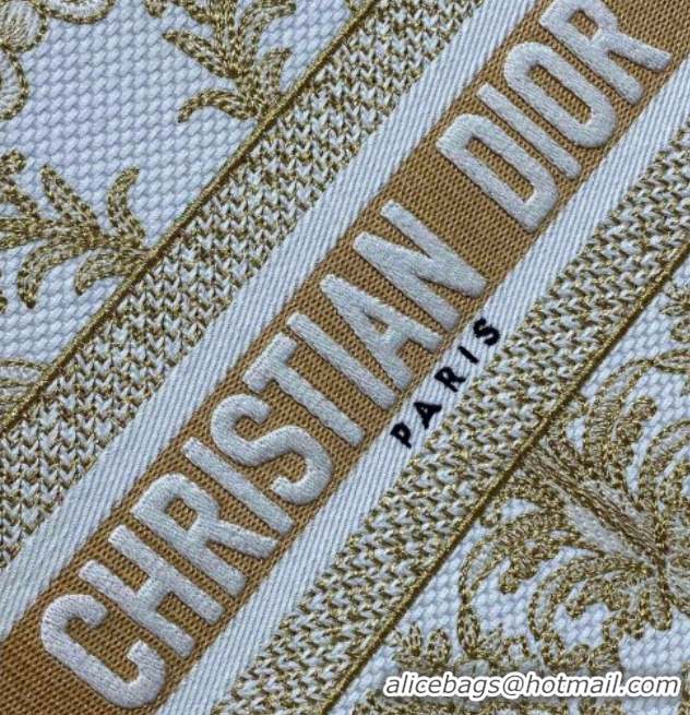 Purchase Dior Small Book Tote Bag in Latte White and Gold-Tone Dioresque Butterfly Cornely Embroidery 0126069 2026