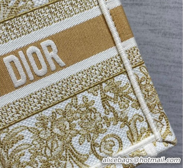 Purchase Dior Small Book Tote Bag in Latte White and Gold-Tone Dioresque Butterfly Cornely Embroidery 0126069 2026