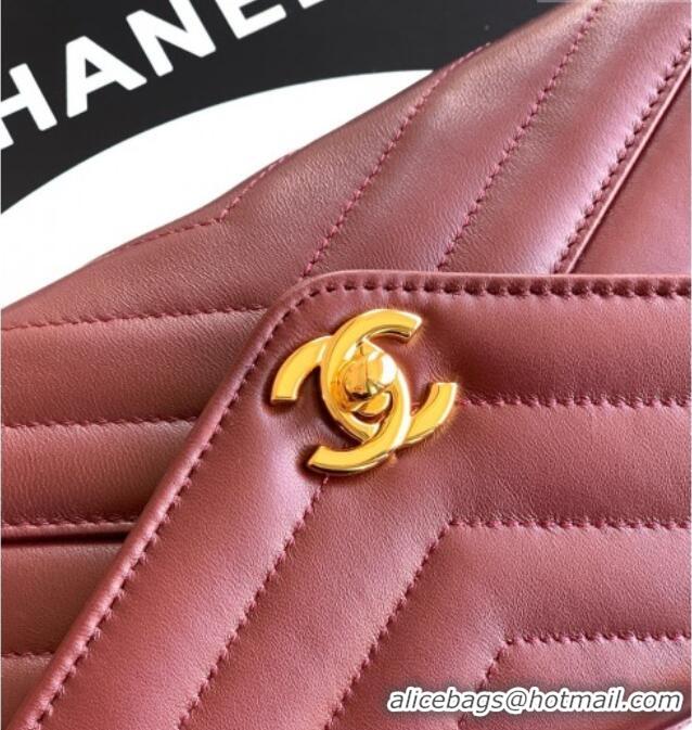 Super Quality Chanel Chevron Lambskin Leather Flap Top Handle Bag AS6044 Burgundy 2026