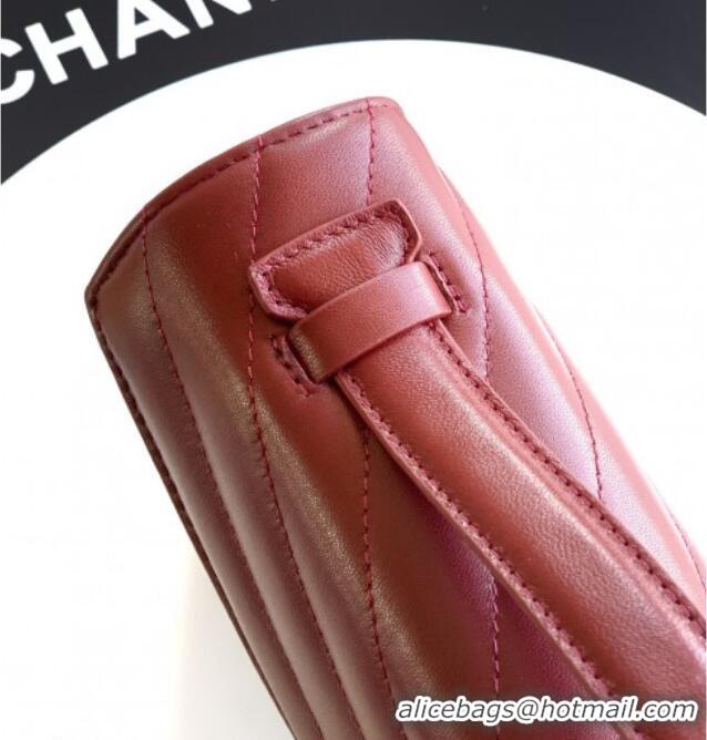 Super Quality Chanel Chevron Lambskin Leather Flap Top Handle Bag AS6044 Burgundy 2026