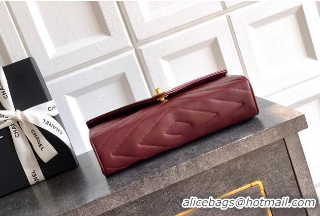Super Quality Chanel Chevron Lambskin Leather Flap Top Handle Bag AS6044 Burgundy 2026