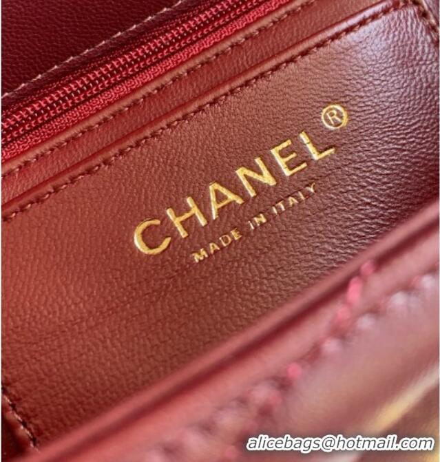 Super Quality Chanel Chevron Lambskin Leather Flap Top Handle Bag AS6044 Burgundy 2026