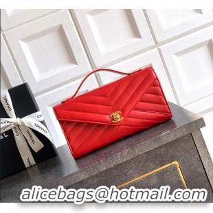 Promotional Chanel Chevron Lambskin Leather Flap Top Handle Bag AS6044 Red 2026