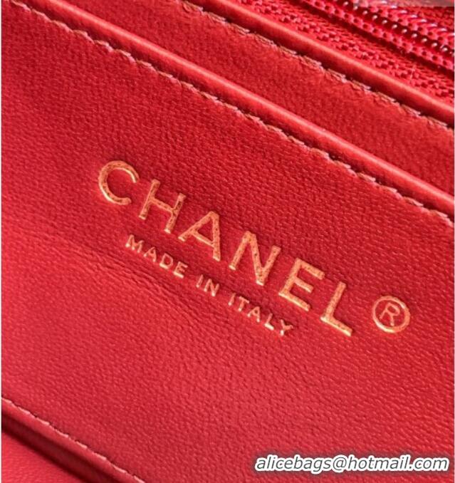 Promotional Chanel Chevron Lambskin Leather Flap Top Handle Bag AS6044 Red 2026