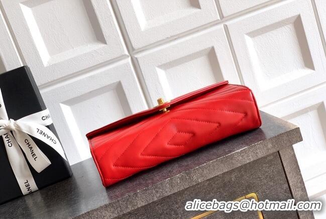 Promotional Chanel Chevron Lambskin Leather Flap Top Handle Bag AS6044 Red 2026